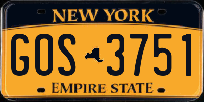 NY license plate GOS3751