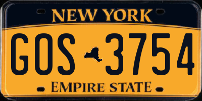 NY license plate GOS3754
