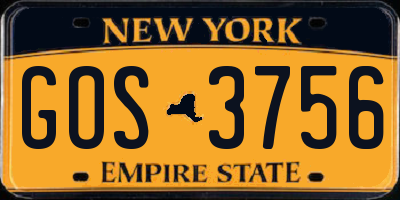 NY license plate GOS3756