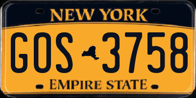 NY license plate GOS3758
