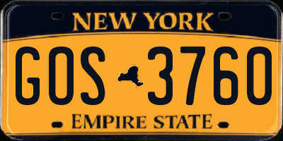 NY license plate GOS3760