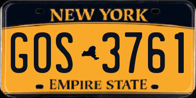NY license plate GOS3761