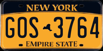NY license plate GOS3764