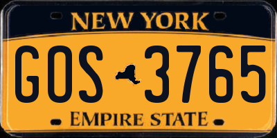 NY license plate GOS3765