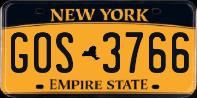 NY license plate GOS3766