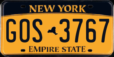 NY license plate GOS3767