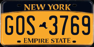 NY license plate GOS3769
