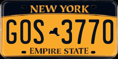 NY license plate GOS3770
