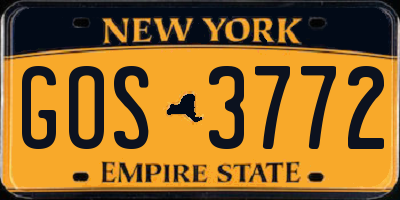 NY license plate GOS3772