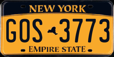 NY license plate GOS3773