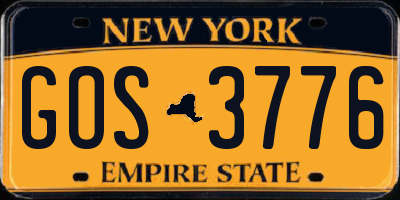 NY license plate GOS3776