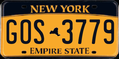 NY license plate GOS3779