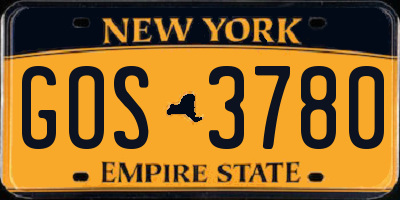 NY license plate GOS3780