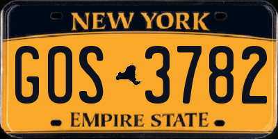NY license plate GOS3782
