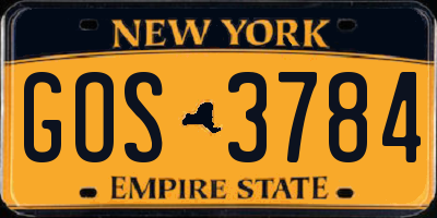 NY license plate GOS3784