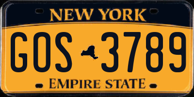 NY license plate GOS3789