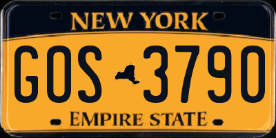 NY license plate GOS3790