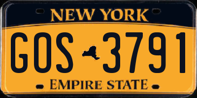 NY license plate GOS3791