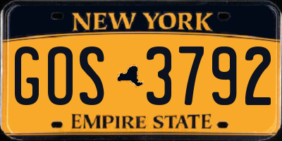 NY license plate GOS3792