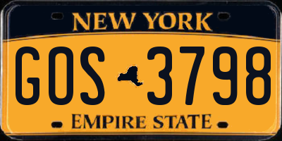 NY license plate GOS3798