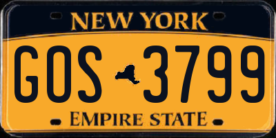 NY license plate GOS3799
