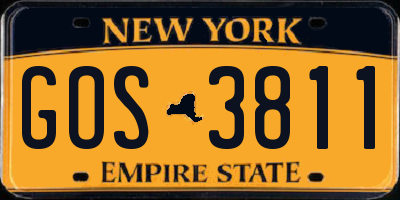NY license plate GOS3811