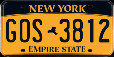 NY license plate GOS3812