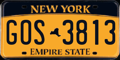 NY license plate GOS3813