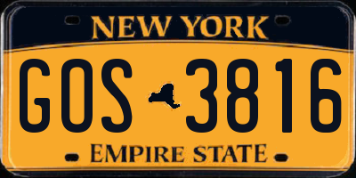 NY license plate GOS3816
