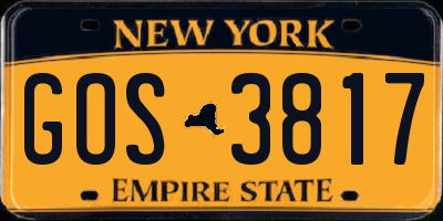 NY license plate GOS3817