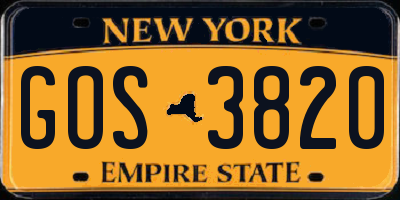 NY license plate GOS3820