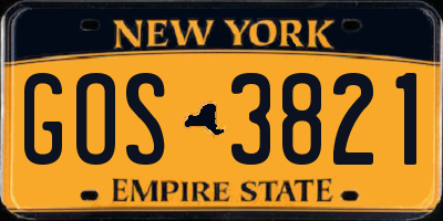 NY license plate GOS3821
