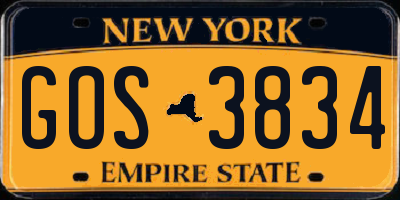 NY license plate GOS3834