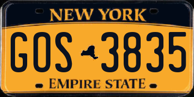 NY license plate GOS3835
