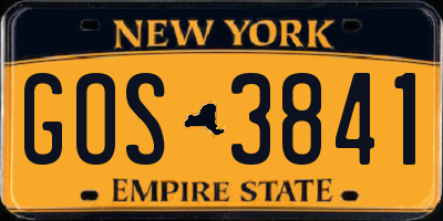 NY license plate GOS3841