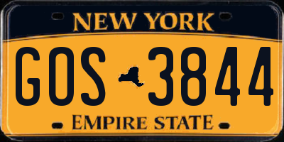 NY license plate GOS3844