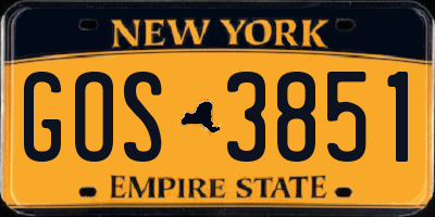 NY license plate GOS3851
