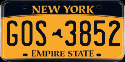 NY license plate GOS3852