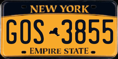 NY license plate GOS3855