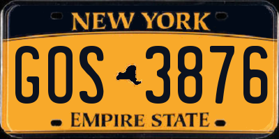 NY license plate GOS3876