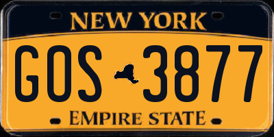 NY license plate GOS3877