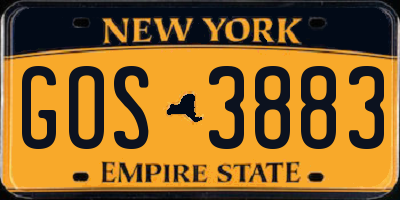 NY license plate GOS3883