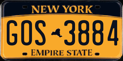 NY license plate GOS3884