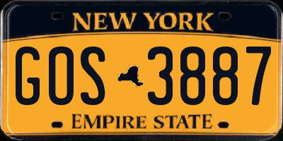 NY license plate GOS3887