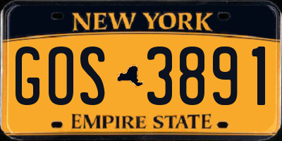 NY license plate GOS3891