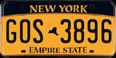 NY license plate GOS3896