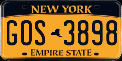 NY license plate GOS3898