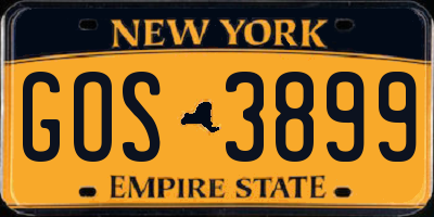 NY license plate GOS3899