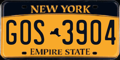 NY license plate GOS3904