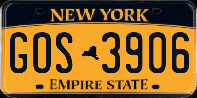 NY license plate GOS3906